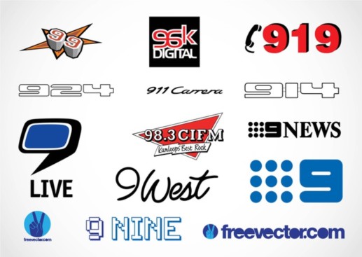 Nine Logos shiny vector