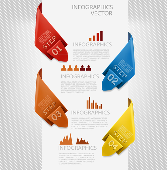 Number Origami Infographics 1 vectors material