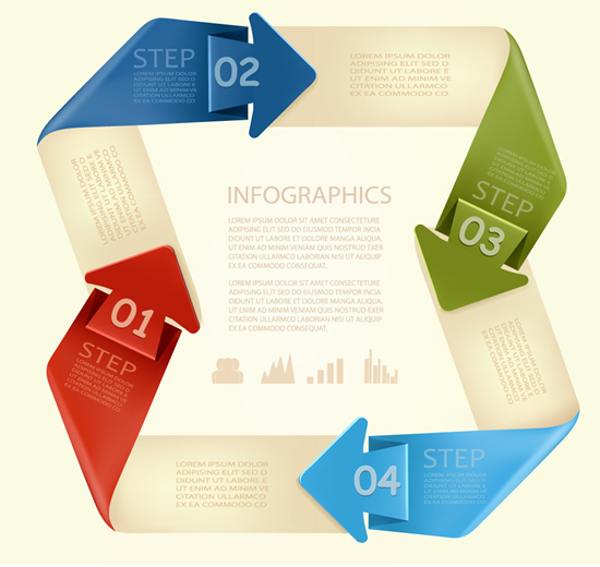 Number Origami Infographics 3 vectors material