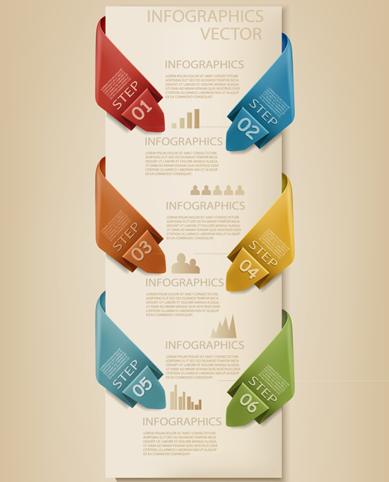 Number Origami Infographics 4 vector graphics