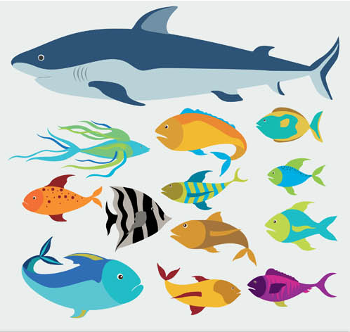 Ocean Fishes free vectors material