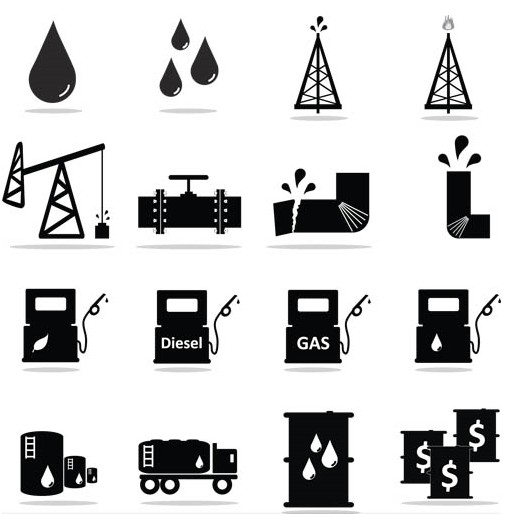 Oil Icons graphic design vectors