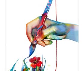 Oil painting hand drawn vector