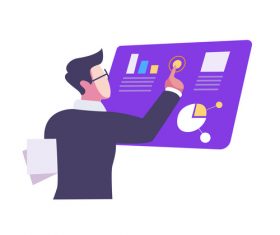 Operation computer office business men vector