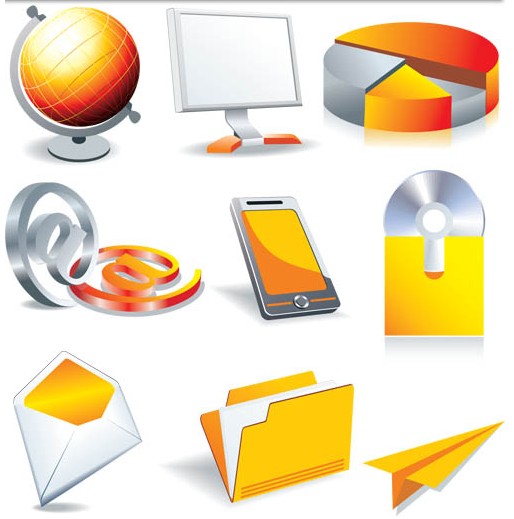 Orange Computer Icons shiny vector