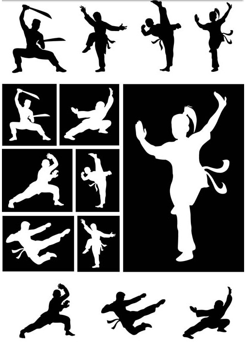Oriental combat sports vectors graphic