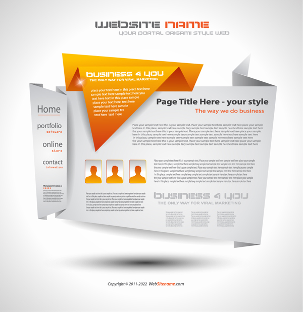 Origami style website template 3 vector