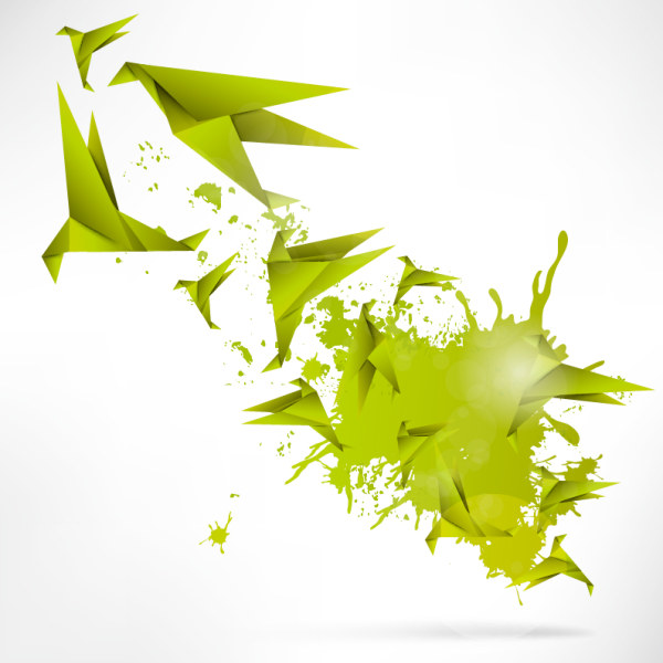 Origami with Splash background vectors graphics