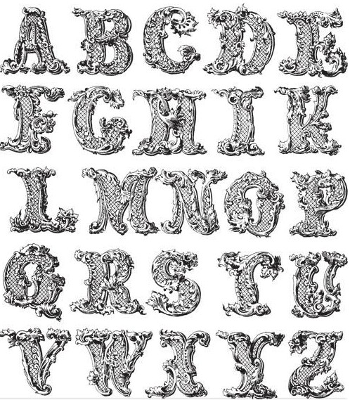 Free printable vintage ornament alphabet letters - ausdruckbare Buchstaben  - freebie