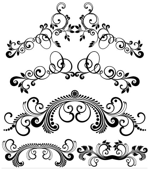 Ornamental Floral Dividers 7 vector graphics