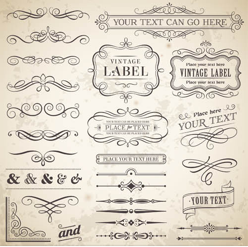 Ornamental Vintage Labels 3 vector set