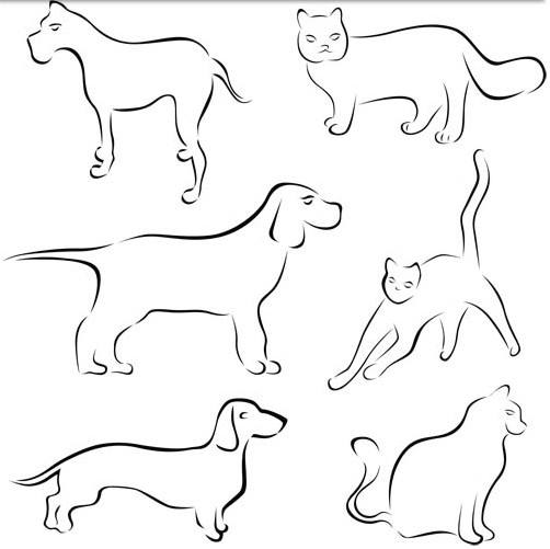 Outlines animals vectors graphics