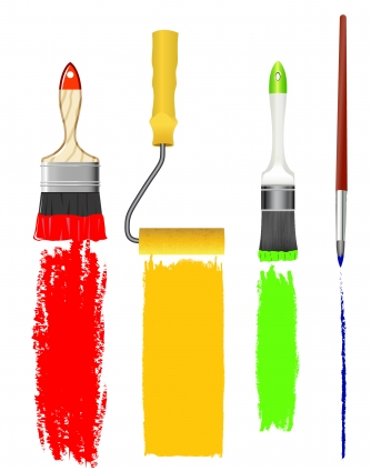 Paint brush and rulo set vector