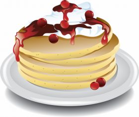 Pancake delicious food vector material 04