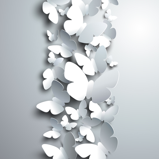 Paper butterflies background 3 vectors