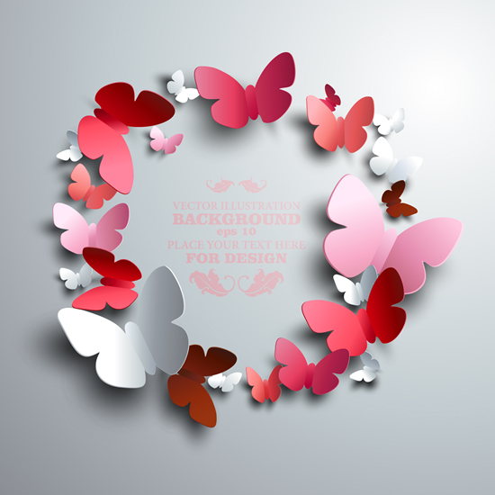Paper butterflies background 4 vector