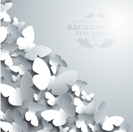 Paper butterflies background 5 vector