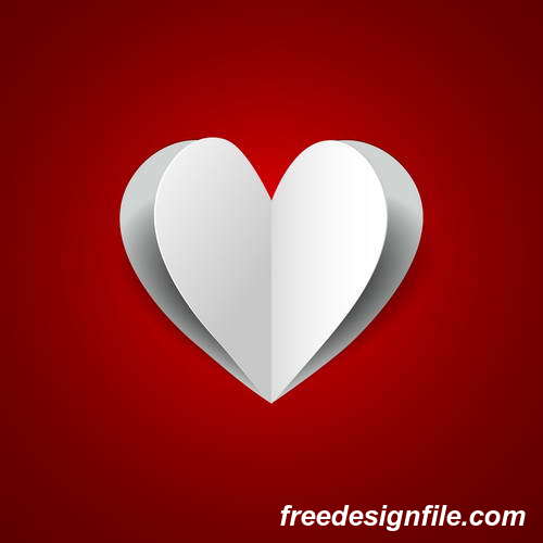 Paper heart with red valentine background vector