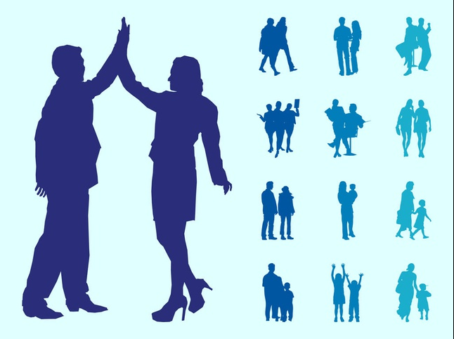 People In Couples Silhouettes Graphics vector
