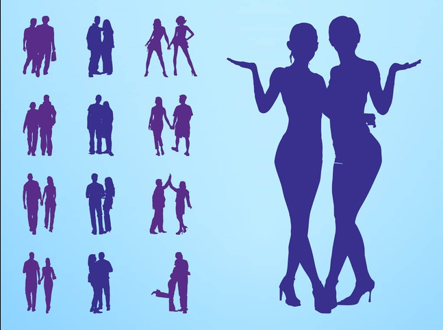 People In Couples Silhouettes art vector design
