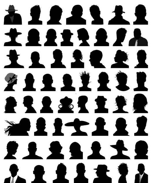 People Silhouette Avatars 3 vectors material