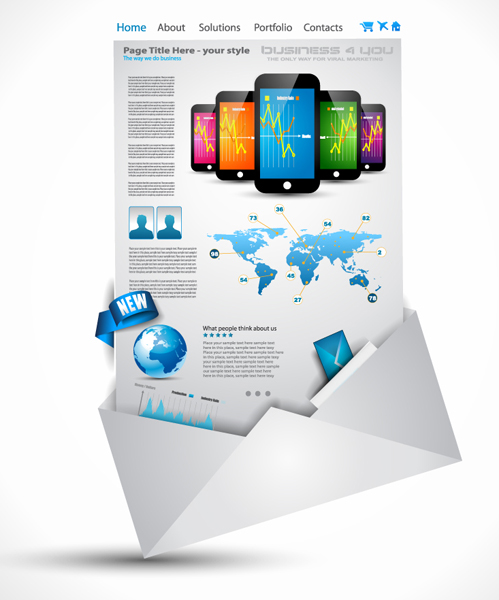 Phone Sales website template vectors material