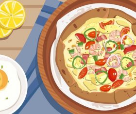 Pineapple shrimp shrimp egg gourmet illustration vector