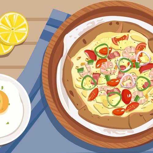 Pineapple shrimp shrimp egg gourmet illustration vector