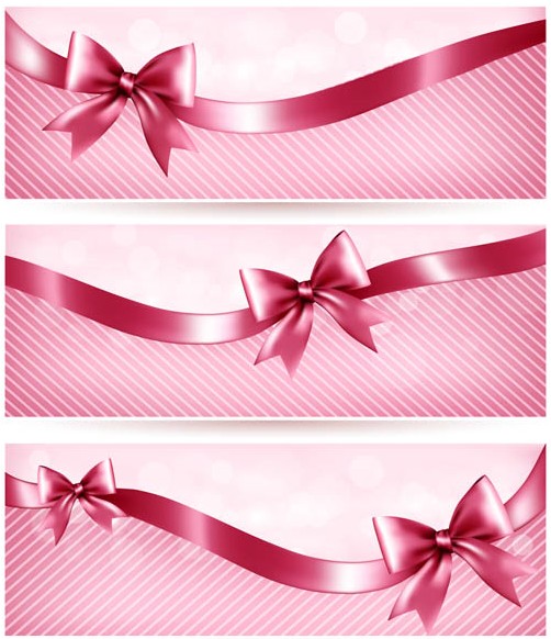 Pink Banners with Ribbons vector