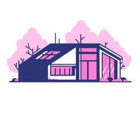 Pink house hand drawn vector