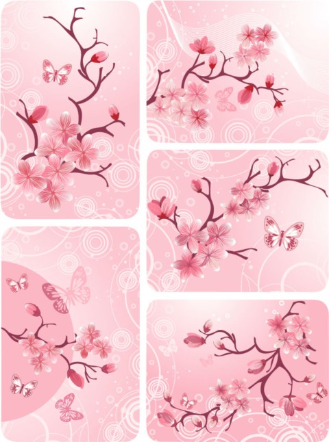 Pink peach blossoms Illustration vector