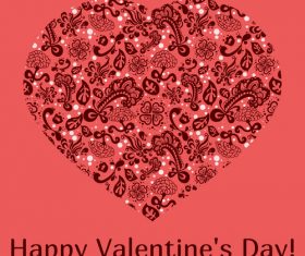 Pink valentine card with floral heart vector