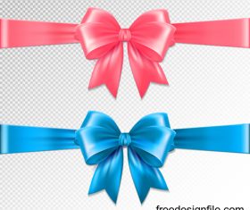 Pink with blue ribbon bows vectors
