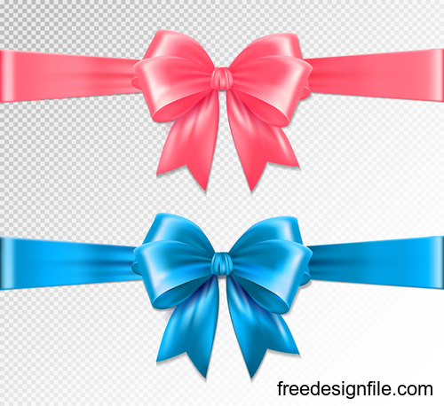 Pink with blue ribbon bows vectors