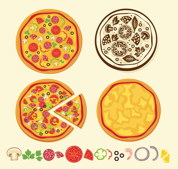 Pizz icons design vectors