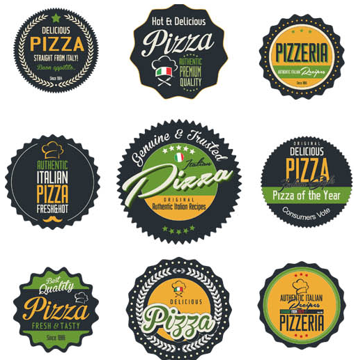 Pizz Labels 2 design vector