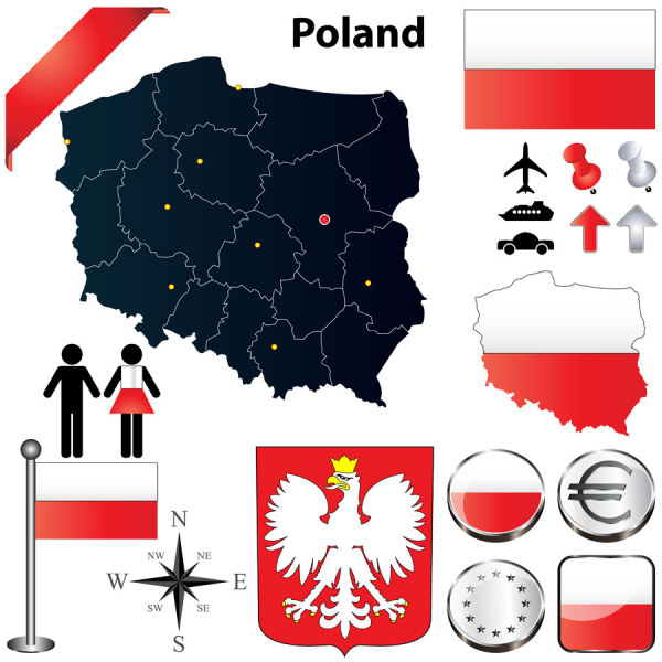 Poland elements set vector