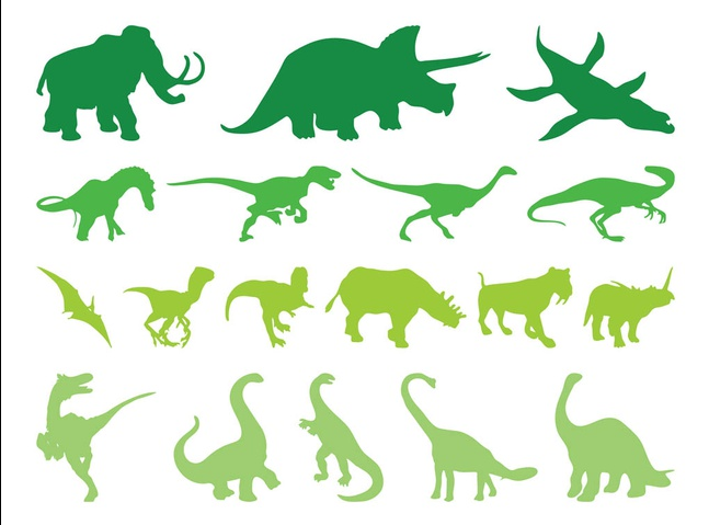 Prehistoric Animals Silhouettes art vector