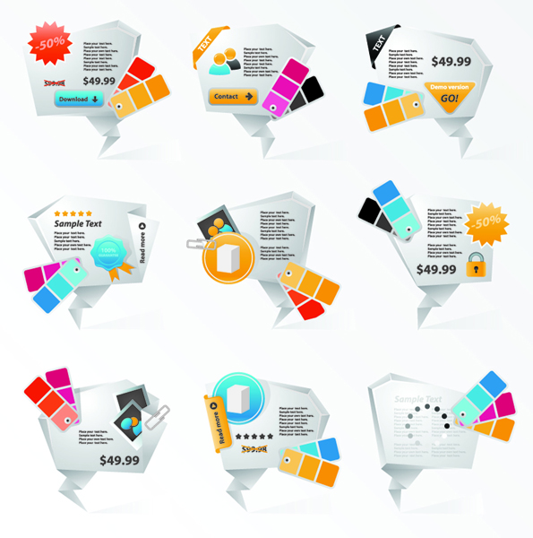 Price Origami labels 1 vector