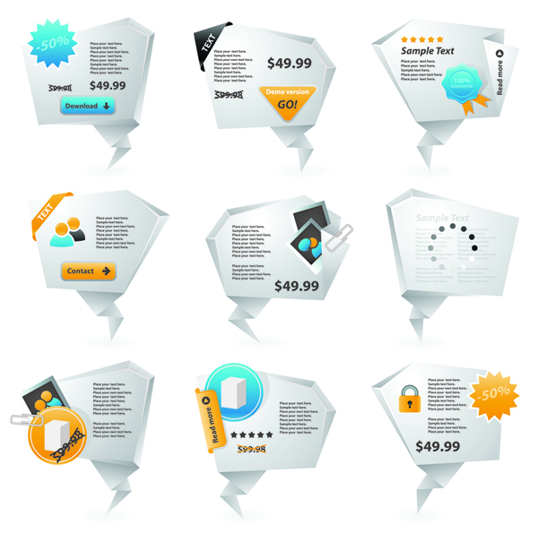 Price Origami labels 2 vector