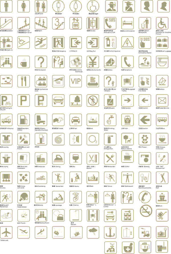 Public places signs icons creative vector