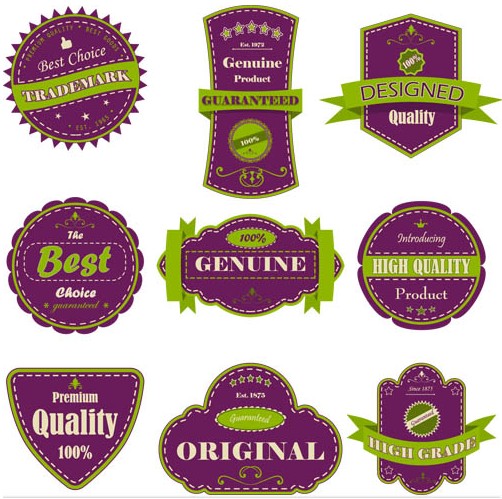 Purple Quality Labels vector