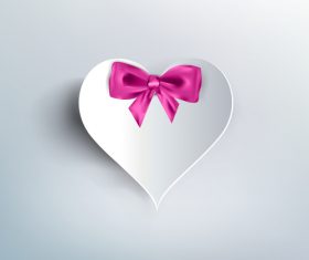 Purple bows with white heart illustration vector