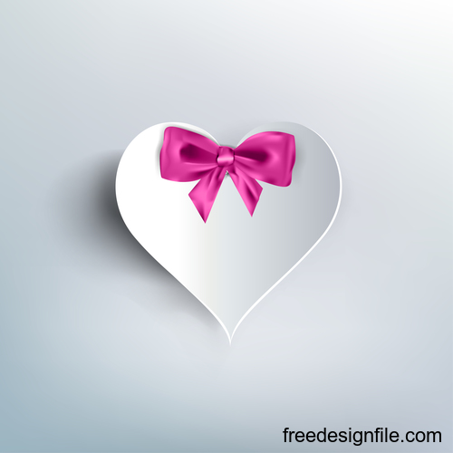 Purple bows with white heart illustration vector