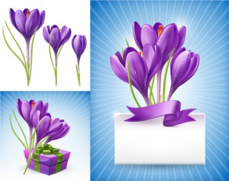 Purple daffodils set vector
