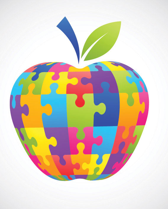 Puzzle apple vector graphics