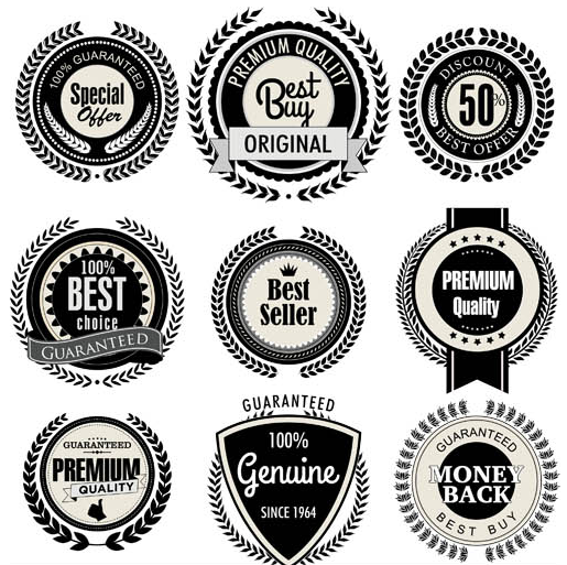 Quality Black Labels shiny vector