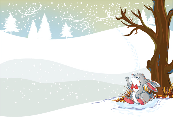 Rabbit with winter background set vector