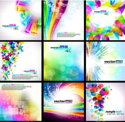 Rainbow Backgrounds Collection Set vector graphic