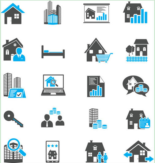 Real Estate Black Icons art vector graphics